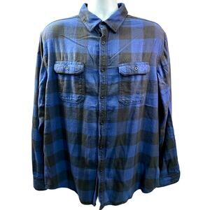 George Men's Super Soft Flannel Shirt Blue and Black XL